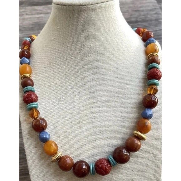 Vintage Liz Claiborne Necklace LCI Beaded Inch Multi Color Signed Sz 28” - Picture 7 of 11